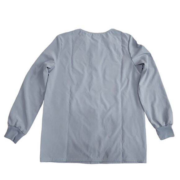 Scrubstar Womens Warm Up Premium Scrub Top Jacket Snap Front Stretch Ash Grey - Picture 2 of 7